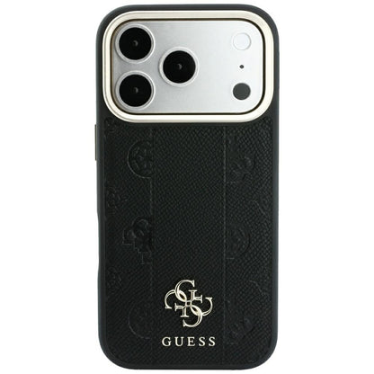 MagSafe Case for Apple iPhone 18 Pro / 17 Pro, Guess, Stripe Peony 4G, Black