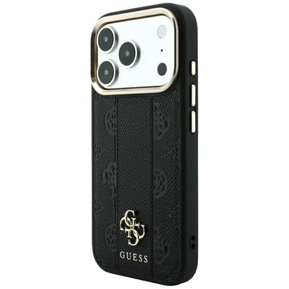 MagSafe Case for Apple iPhone 18 Pro / 17 Pro, Guess, Stripe Peony 4G, Black