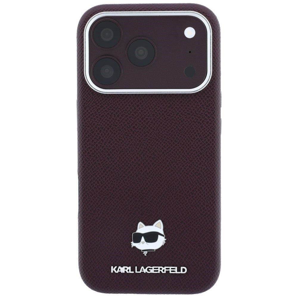 MagSafe Case for Apple iPhone 18 Pro / 17 Pro, Karl Lagerfeld, Grained Choupette Head, Burgundy