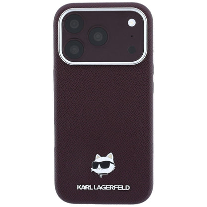 MagSafe Case for Apple iPhone 18 Pro / 17 Pro, Karl Lagerfeld, Grained Choupette Head, Burgundy