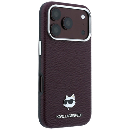 MagSafe Case for Apple iPhone 18 Pro / 17 Pro, Karl Lagerfeld, Grained Choupette Head, Burgundy