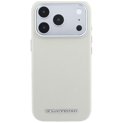 MagSafe Case for Apple iPhone 18 Pro / 17 Pro, Karl Lagerfeld, Grained Elongated Logo, Beige