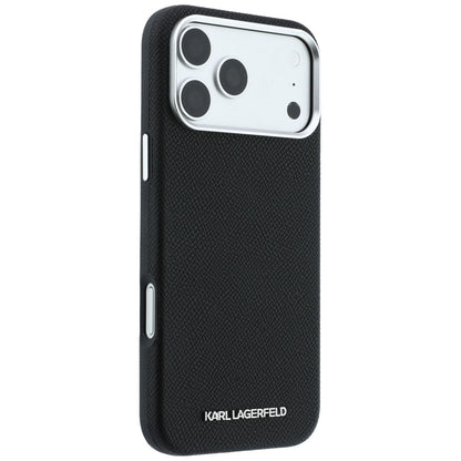 MagSafe Case for Apple iPhone 18 Pro / 17 Pro, Karl Lagerfeld, Grained Elongated Logo, Black