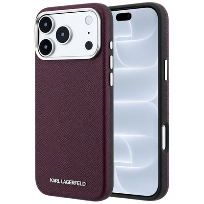 MagSafe Case for Apple iPhone 18 Pro / 17 Pro, Karl Lagerfeld, Grained Elongated Logo, Burgundy