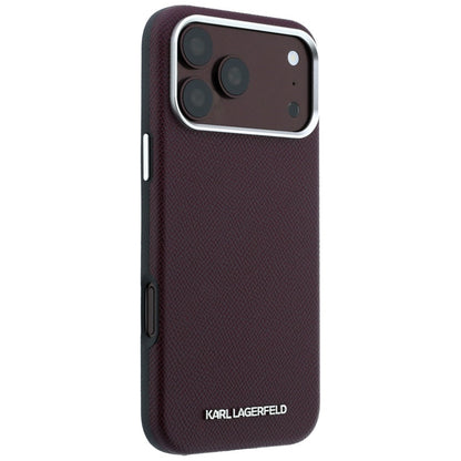 MagSafe Case for Apple iPhone 18 Pro / 17 Pro, Karl Lagerfeld, Grained Elongated Logo, Burgundy