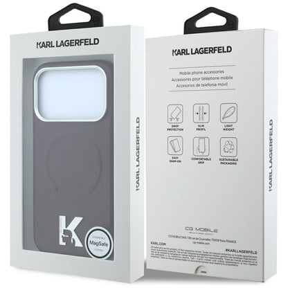 MagSafe Case for Apple iPhone 18 Pro / 17 Pro, Karl Lagerfeld, Grained Embossed Ring, Burgundy