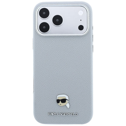MagSafe Case for Apple iPhone 18 Pro / 17 Pro, Karl Lagerfeld, Grained Karl Head's Metal, Gray