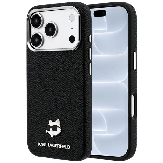MagSafe Case for Apple iPhone 18 Pro / 17 Pro, Karl Lagerfeld, Grained Karl Head's Metal, Black