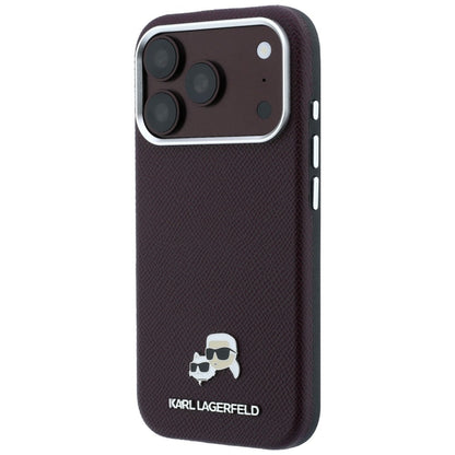 MagSafe Case for Apple iPhone 18 Pro / 17 Pro, Karl Lagerfeld, Grained KC Heads, Burgundy