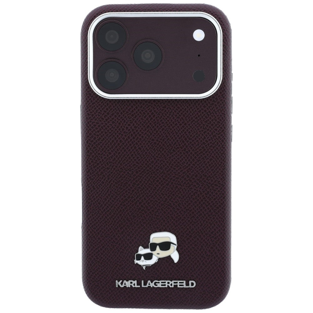 MagSafe Case for Apple iPhone 18 Pro / 17 Pro, Karl Lagerfeld, Grained KC Heads, Burgundy