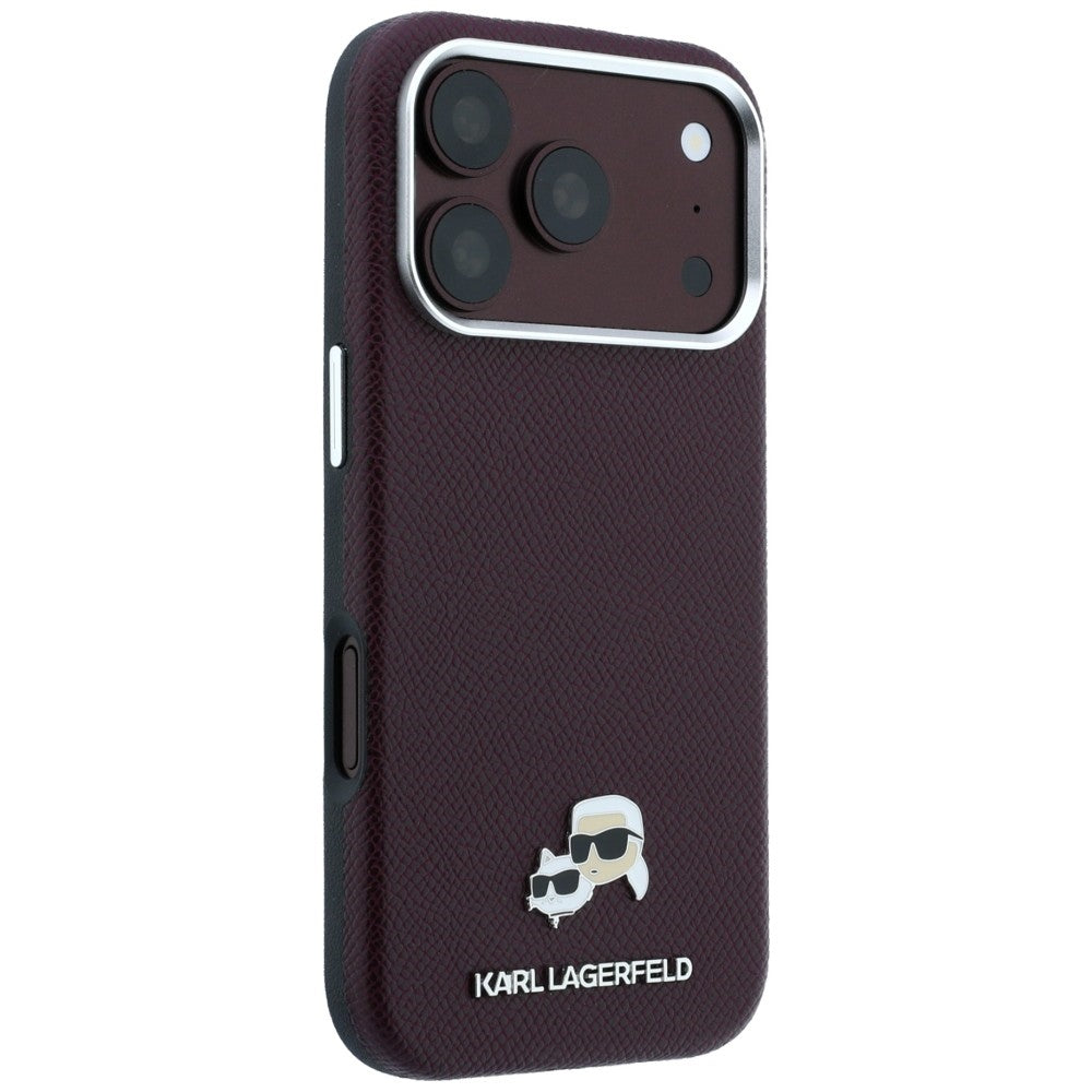 MagSafe Case for Apple iPhone 18 Pro / 17 Pro, Karl Lagerfeld, Grained KC Heads, Burgundy