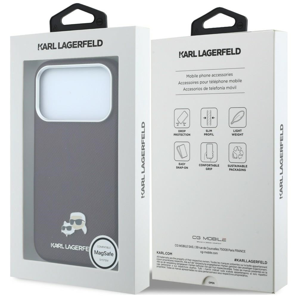 MagSafe Case for Apple iPhone 18 Pro / 17 Pro, Karl Lagerfeld, Grained KC Heads, Burgundy
