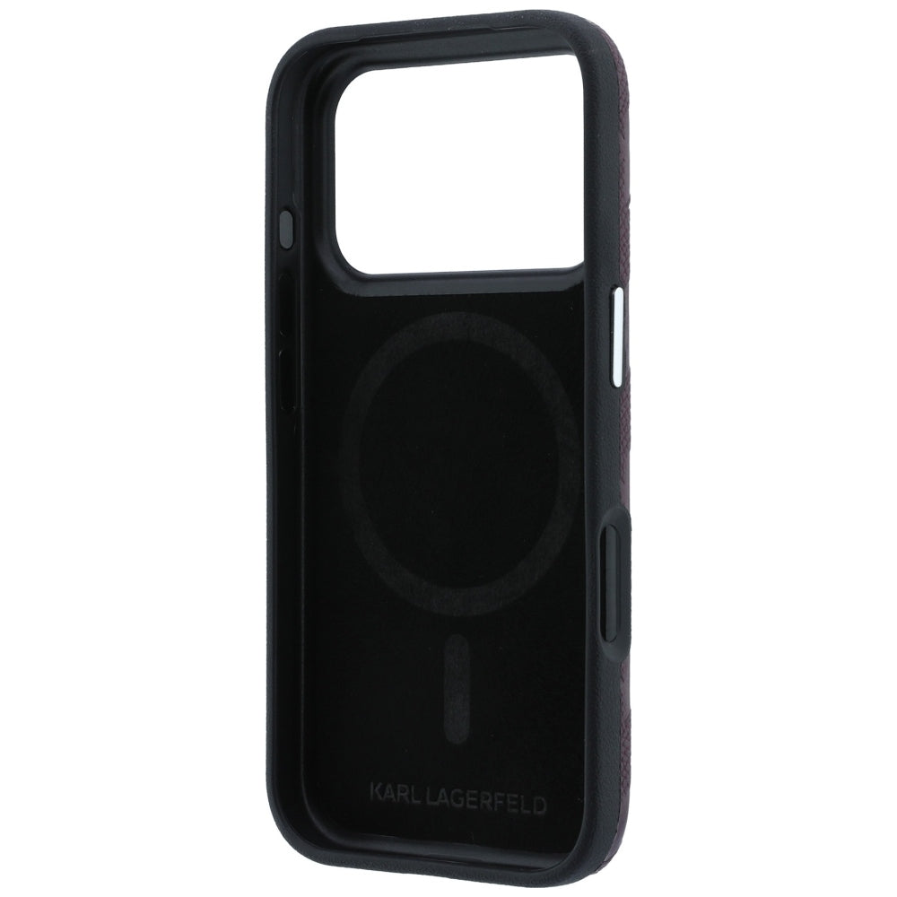 MagSafe Case for Apple iPhone 18 Pro / 17 Pro, Karl Lagerfeld, Grained Mono Resin Logo, Burgundy