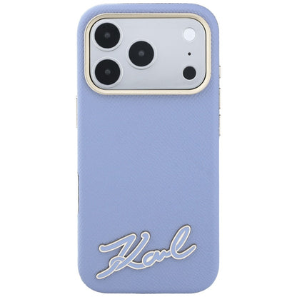 MagSafe Case for Apple iPhone 18 Pro / 17 Pro, Karl Lagerfeld, Grained Resin Sign Logo, Blue