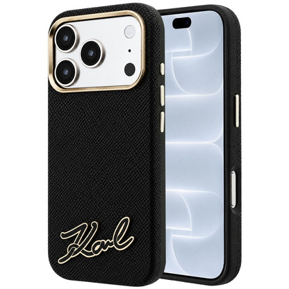 MagSafe Case for Apple iPhone 18 Pro / 17 Pro, Karl Lagerfeld, Grained Resin Sign Logo, Black