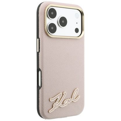 MagSafe Case for Apple iPhone 18 Pro / 17 Pro, Karl Lagerfeld, Grained Resin Sign Logo, Pink