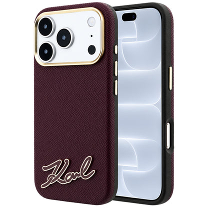 MagSafe Case for Apple iPhone 18 Pro / 17 Pro, Karl Lagerfeld, Grained Resin Sign Logo, Burgundy