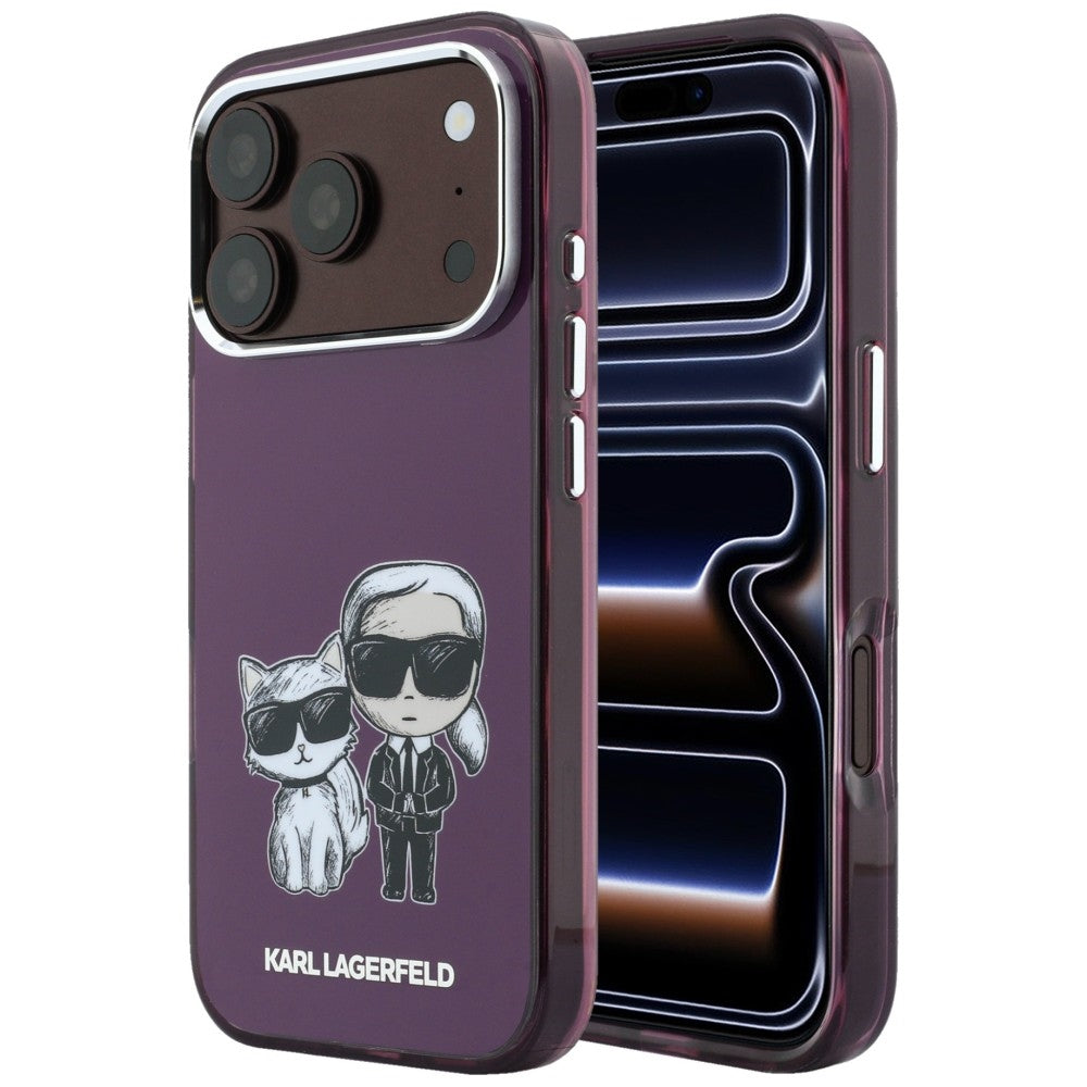 MagSafe Case for Apple iPhone 18 Pro / 17 Pro, Karl Lagerfeld, IML KC Bodies Sketch Print, Burgundy