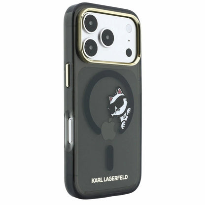 MagSafe Case for Apple iPhone 18 Pro / 17 Pro, Karl Lagerfeld, IML Peekaboo Print and Metal Frame, Black