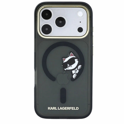MagSafe Case for Apple iPhone 18 Pro / 17 Pro, Karl Lagerfeld, IML Peekaboo Print and Metal Frame, Black