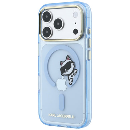 MagSafe Case for Apple iPhone 18 Pro / 17 Pro, Karl Lagerfeld, IML Peekaboo Print Metal Frame, Blue