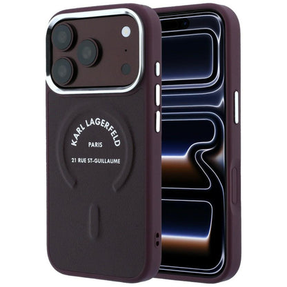 MagSafe Case for Apple iPhone 18 Pro / 17 Pro, Karl Lagerfeld, Ring Karl RSG Logo, Burgundy