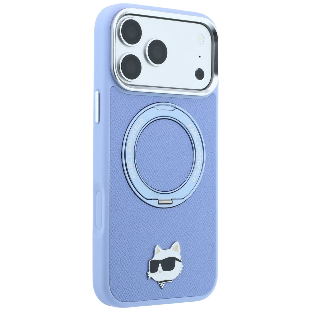 MagSafe Case for Apple iPhone 18 Pro / 17 Pro, Karl Lagerfeld, Ring Stand 360 Choupette Pin, Blue