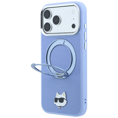 MagSafe Case for Apple iPhone 18 Pro / 17 Pro, Karl Lagerfeld, Ring Stand 360 Choupette Pin, Blue