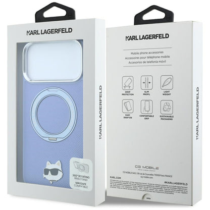 MagSafe Case for Apple iPhone 18 Pro / 17 Pro, Karl Lagerfeld, Ring Stand 360 Choupette Pin, Blue