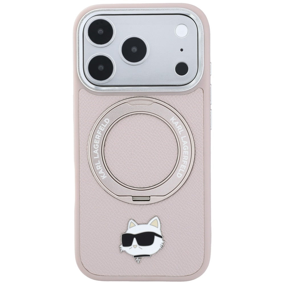MagSafe Case for Apple iPhone 18 Pro / 17 Pro, Karl Lagerfeld, Ring Stand 360 Choupette Pin, Pink
