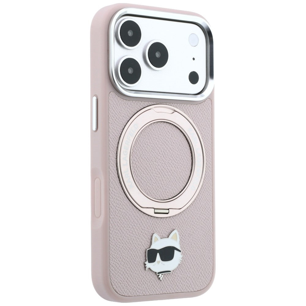 MagSafe Case for Apple iPhone 18 Pro / 17 Pro, Karl Lagerfeld, Ring Stand 360 Choupette Pin, Pink