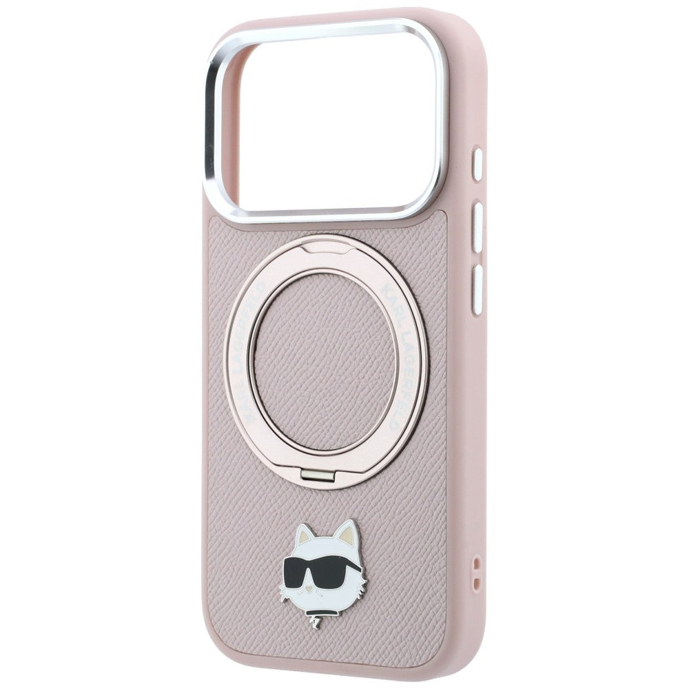 MagSafe Case for Apple iPhone 18 Pro / 17 Pro, Karl Lagerfeld, Ring Stand 360 Choupette Pin, Pink