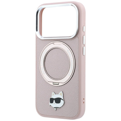MagSafe Case for Apple iPhone 18 Pro / 17 Pro, Karl Lagerfeld, Ring Stand 360 Choupette Pin, Pink