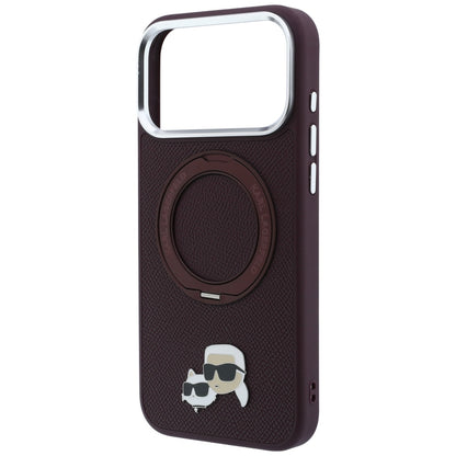 MagSafe Case for Apple iPhone 18 Pro / 17 Pro, Karl Lagerfeld, Ring Stand 360 Karl & Choupette Pin, Burgundy