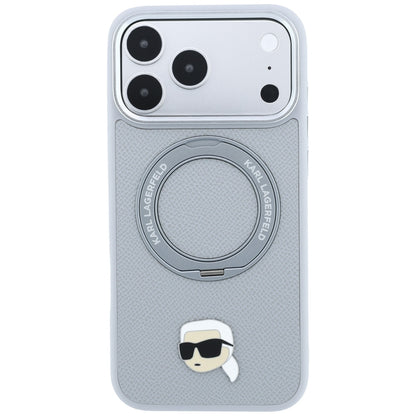 MagSafe Case for Apple iPhone 18 Pro / 17 Pro, Karl Lagerfeld, Ring Stand 360 Karl Pin, Gray