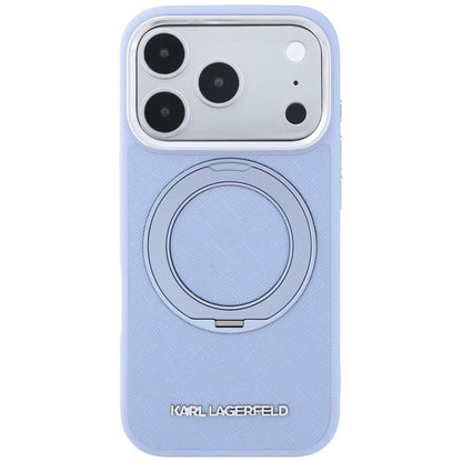 MagSafe Case for Apple iPhone 18 Pro / 17 Pro, Karl Lagerfeld, Ring Stand 360 Saffiano, Blue