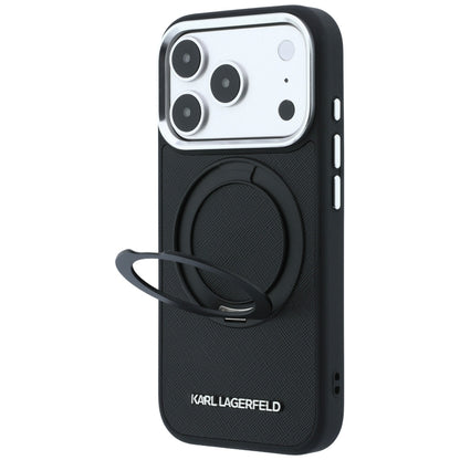 MagSafe Case for Apple iPhone 18 Pro / 17 Pro, Karl Lagerfeld, Ring Stand 360 Saffiano, Black