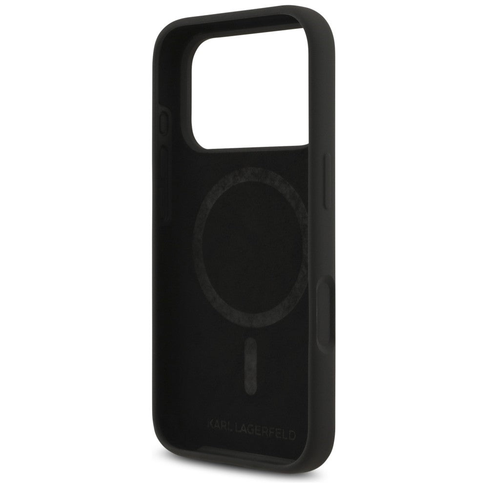 MagSafe Case for Apple iPhone 18 Pro / 17 Pro, Karl Lagerfeld, Silicone Ring Karl & Choupette, Black