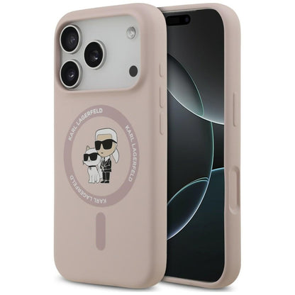MagSafe Case for Apple iPhone 18 Pro / 17 Pro, Karl Lagerfeld, Silicone Ring Karl & Choupette, Pink