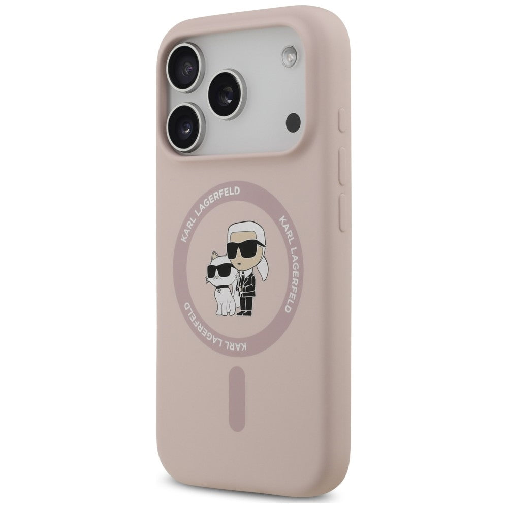 MagSafe Case for Apple iPhone 18 Pro / 17 Pro, Karl Lagerfeld, Silicone Ring Karl & Choupette, Pink