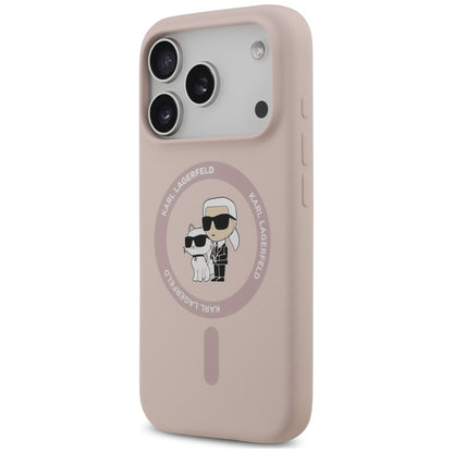 MagSafe Case for Apple iPhone 18 Pro / 17 Pro, Karl Lagerfeld, Silicone Ring Karl & Choupette, Pink