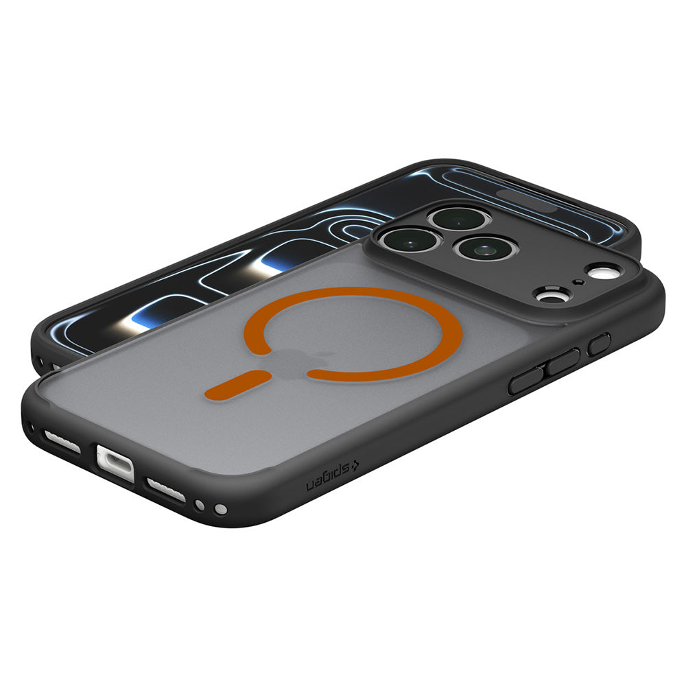 MagSafe Case for Apple iPhone 18 Pro / 17 Pro, Spigen, Ultra Hybrid, Matte Black Orange ACS12162