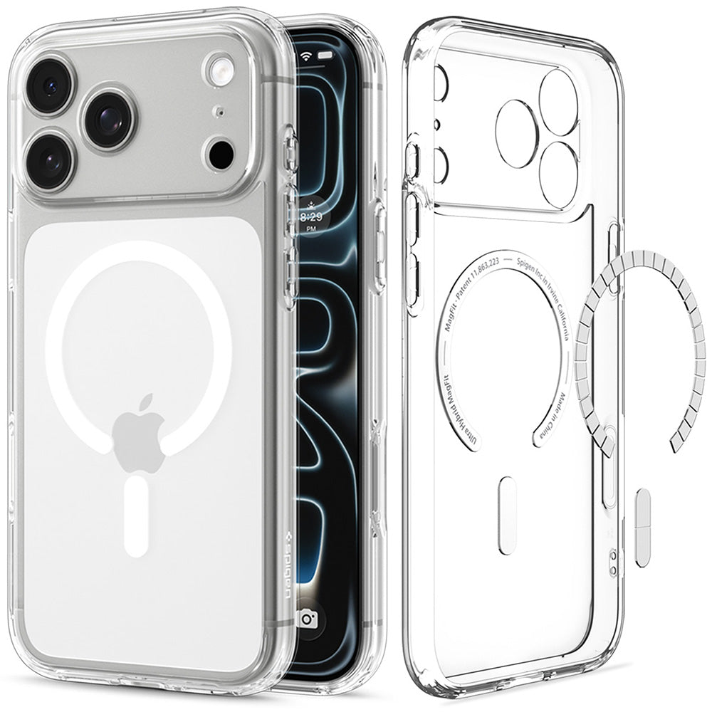 MagSafe Case for Apple iPhone 18 Pro / 17 Pro, Spigen, Ultra Hybrid, White Transparent ACS12155