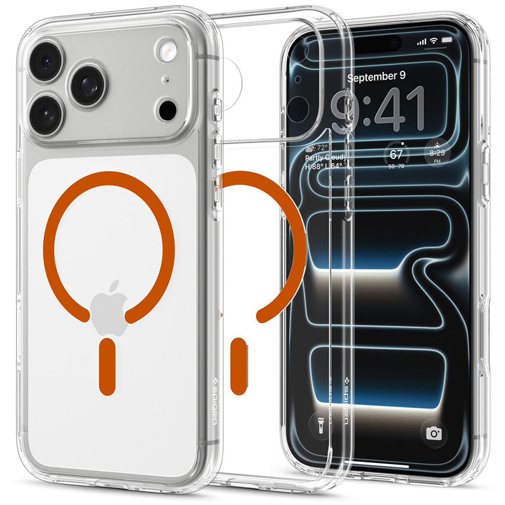 MagSafe Case for Apple iPhone 18 Pro / 17 Pro, Spigen, Ultra Hybrid, Transparent Orange ACS12159