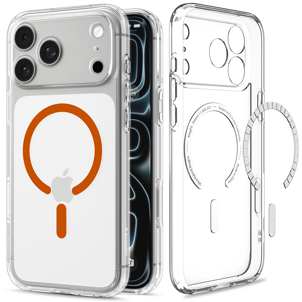 MagSafe Case for Apple iPhone 18 Pro / 17 Pro, Spigen, Ultra Hybrid, Transparent Orange ACS12159