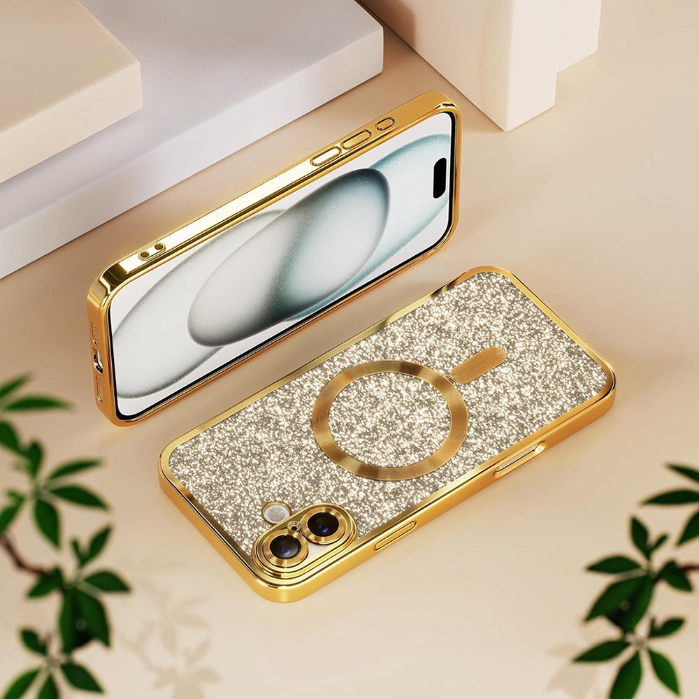 MagSafe Case for Apple iPhone 18 Pro / 17 Pro, Techsuit, Luxury Glitter, Dark Purple