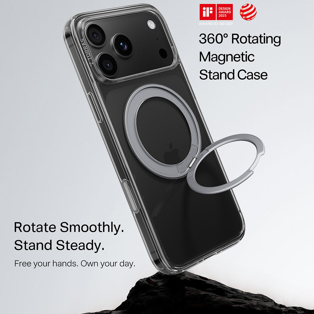 MagSafe Case for Apple iPhone 18 Pro / 17 Pro, Torras, Ostand O1 Guardian, Transparent