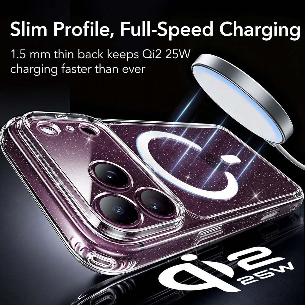 MagSafe Case for Apple iPhone 18 Pro, ESR, Classic Hybrid Shimmer, Transparent