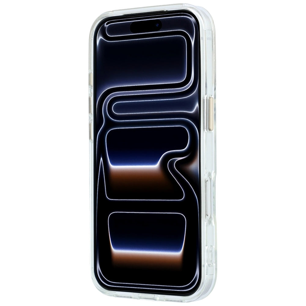 MagSafe Case for Apple iPhone 18 Pro, Guess, Ring Stand Script Metal Logo, Transparent