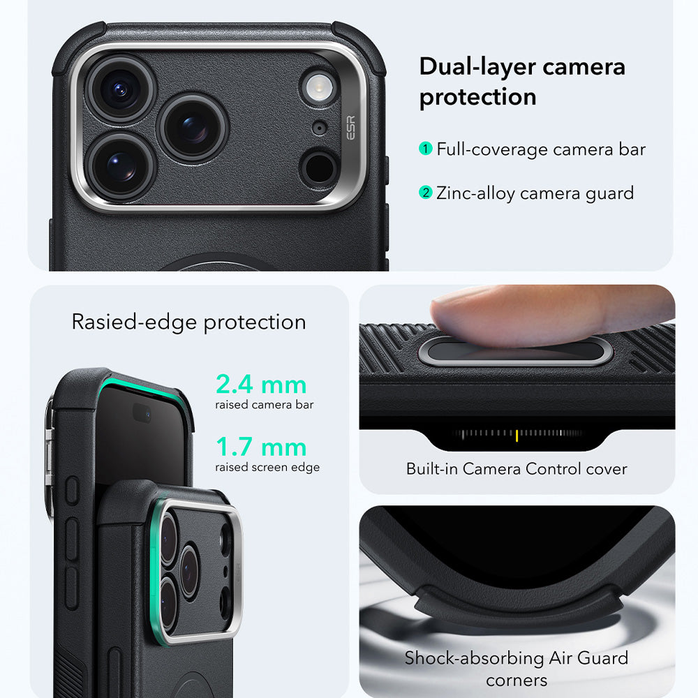 MagSafe Case for Apple iPhone 18 Pro Max / 17 Pro Max, ESR, Cyber Armor Kickstand, Black